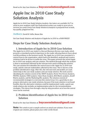 Apple Inc In 2010 Case Study Solution Analysis