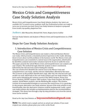 Mexico Crisis And Competitiveness Case Study Solution Analysis