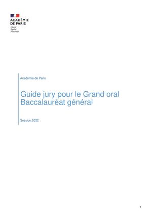 Guide Jury Pour Le Grand Oral Baccalauréat Général 2022 1