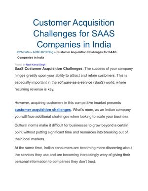 Challenges For Saas Companies In India Customer Acquisition Ampliz