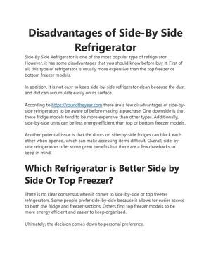 Disadvantages Of Side By Side Refrigerator