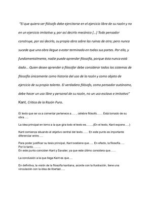 Texto Kant Y Esquema Comentario