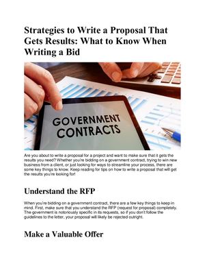 Affordable &amp; Quality Government Proposal Biding Writers | Generate Bid