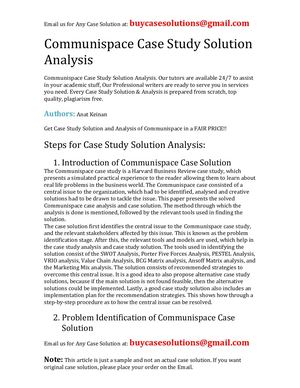 Communispace Case Study Solution Analysis