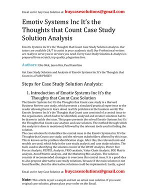 Emotiv Systems Inc It's The Thoughts That Count Case Study Solution Analysis