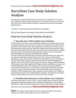 HurryDate Case Study Solution Analysis