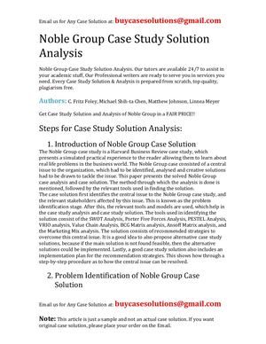 Noble Group Case Study Solution Analysis