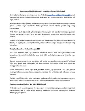 Download Aplikasi Slot Joker123 Untuk Pengalaman Main Terbaik