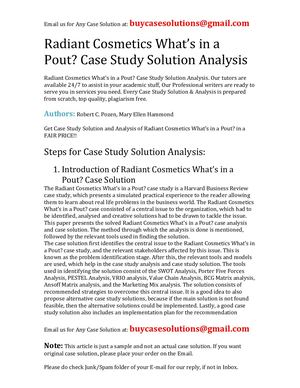 Radiant Cosmetics What's In A Pout? Case Study Solution Analysis