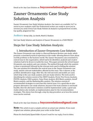 Zauner Ornaments Case Study Solution Analysis
