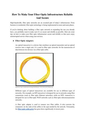 How To Make Your Fiber Optic Infrastructure Reliable And Secure