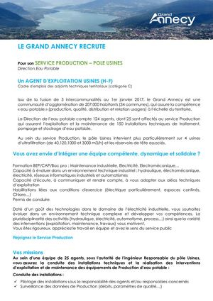 1 - Profil De Poste  Agent Exploitation Usine - Poste 1313