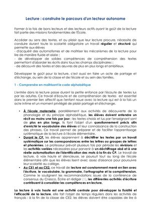 Magistère Construire Le Parcours D'un Lecteur Autonome