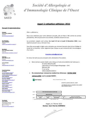 Adhésion Saico 2022