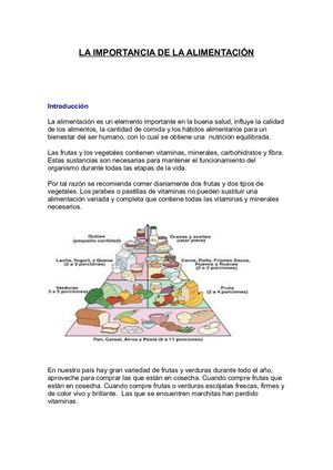 La Importancia De La Alimentación