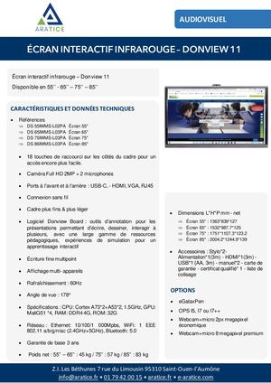 F P ECRAN INTERACTIF INFRAROUGE DONVIEW 11