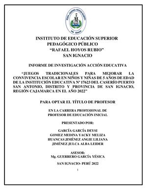 Proyecto De Investigación Acción Educativa (Producto De Proceso