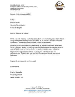 Carta De Solicitud De Credito