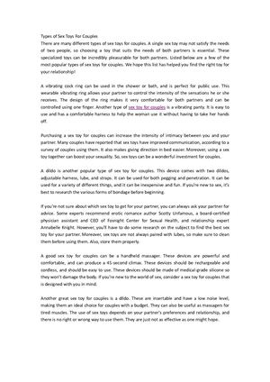 Types Of Toys For Couples Pdf