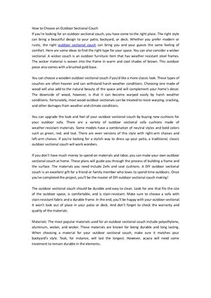 How To Choose An Outdoor Sectional Couch Pdf