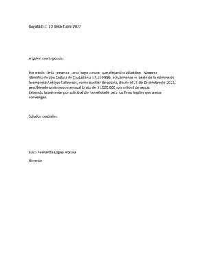 Certificado Laboral Luisa