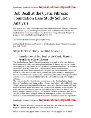 Bob Beall At The Cystic Fibrosis Foundation Case Study Solution Analysis