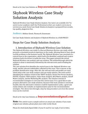 Skyhook Wireless Case Study Solution Analysis