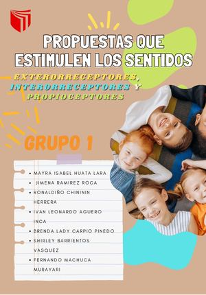 Porpuestas De Actividades Para Estimular Sentidos Exterorreceptore S, Interorreceptores Y Propioceptores