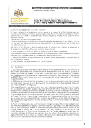 PAIR – Création d’un fonds d’investissement pour les entreprises des filières agroalimentaires