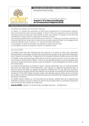 Avenant n° 5 au Plan d’Accélération de l’Investissement Régional (PAIR)
