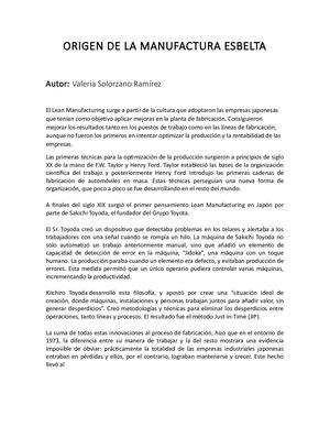 Ensayo Origen De La Manufactura Esbelta