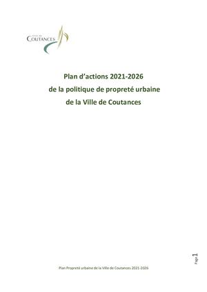 Propreté urbaine - Plan actions 2021 2026
