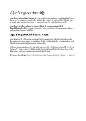 Agiz Fungusu Hastaligi