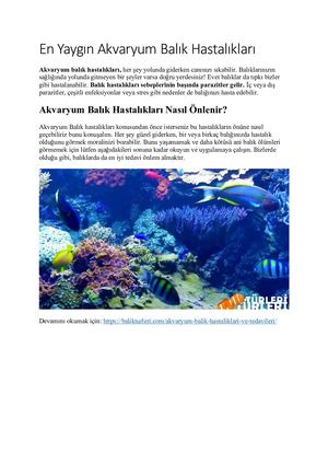 Akvaryum Balik Hastaliklari
