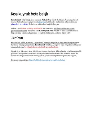 Kisa Kuyruk Beta Baligi