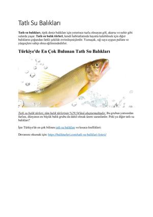 Tatli Su Baliklari