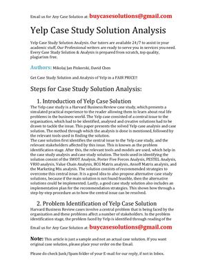 Yelp Case Study Solution Analysis