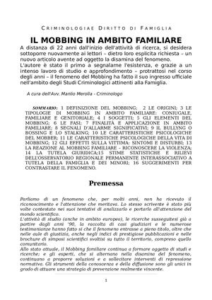 Il Mobbing Coniugale Avv Prof Manlio Merolla Da Trattato Crimonologia Familiare Ed Lex Et Jus E Ed Cedam