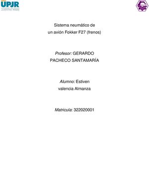 Sistema Neumático De Un Avión Fokker F27