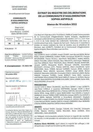CC 2022 184 - SPL TCA - Quitus De Gestion Saison Artistique 2020 2021