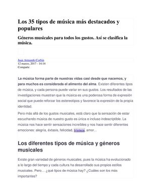 Los 35 Tipos De Música Más Destacados Y Populares