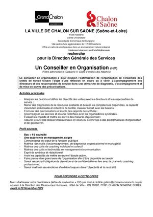 Offre Conseiller En Organisation