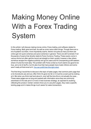 Making Money Online With a Forex Trading System