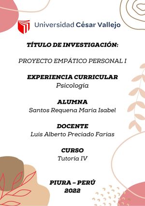 PROYECTO EMPÁTICO PERSONAL I