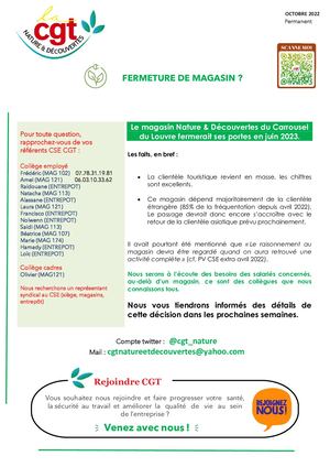 Communique Octobre Fermeture Louvre