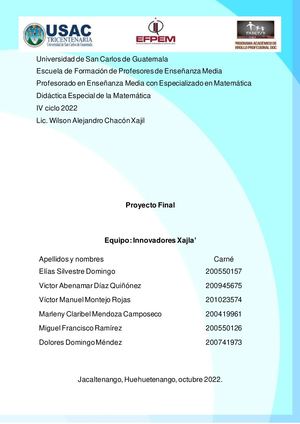Proyecto Final Revista Estrategias De Enseñanza Aprendizaje Para Matemática