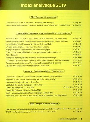 Eglise de Metz 2019-Index Analytique