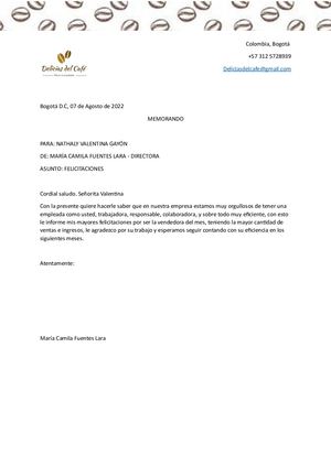 Memorando De Felicitación