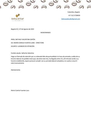 Memorando De Llamado De Atención