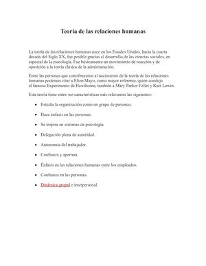 Teoría De Las Relaciones Humanas